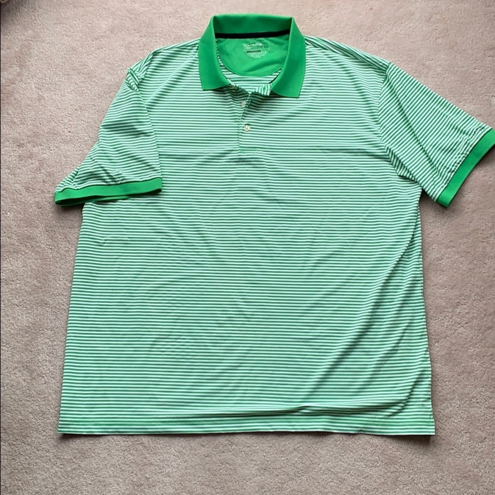 Chaps 78 Stay Dry Green/White pinstripe golf polo.